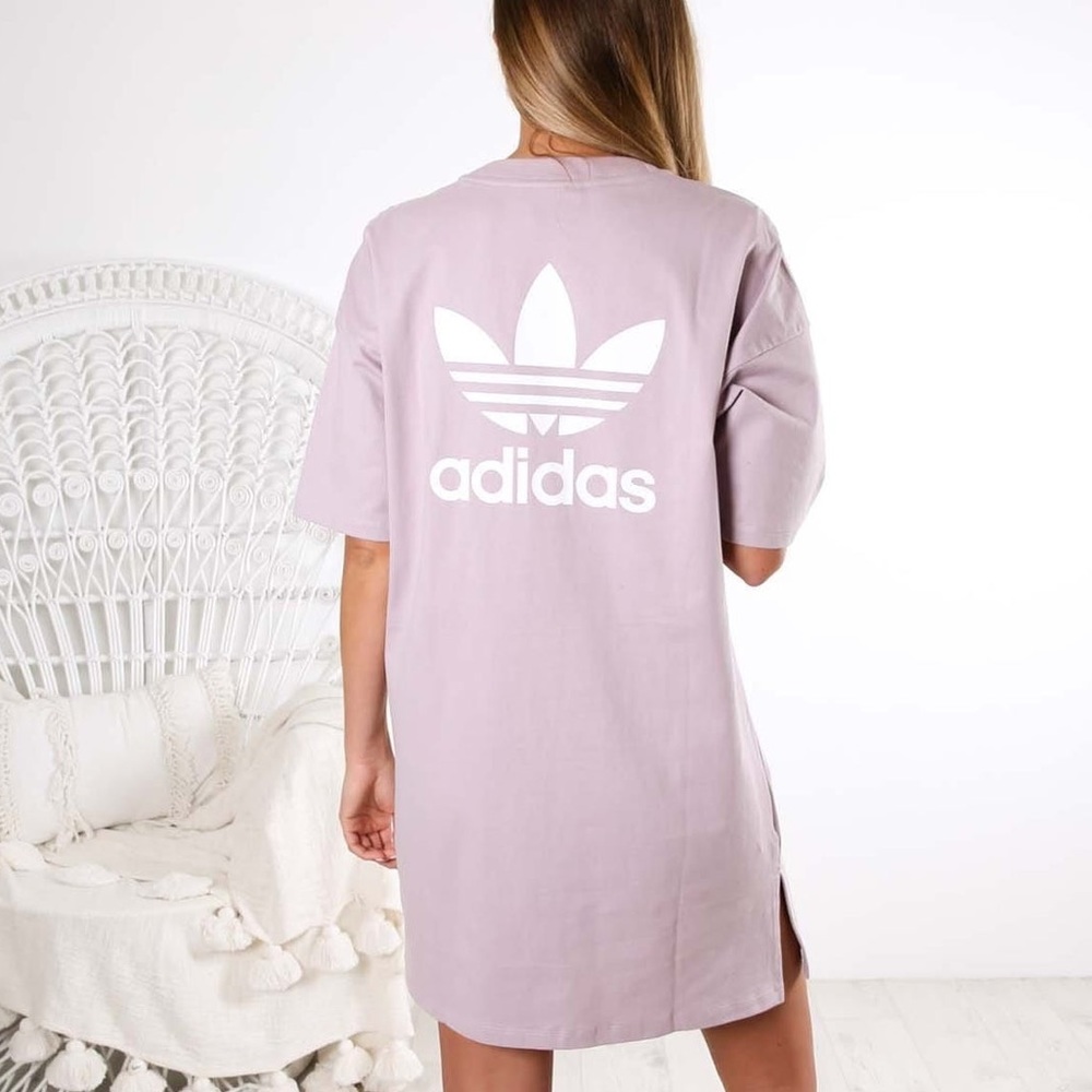 Adidas Lavender Oversized Dress Trefoil Big Logo Soft Vision Size XL